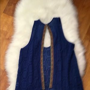 Blue lace Lily White top with boho design piping.